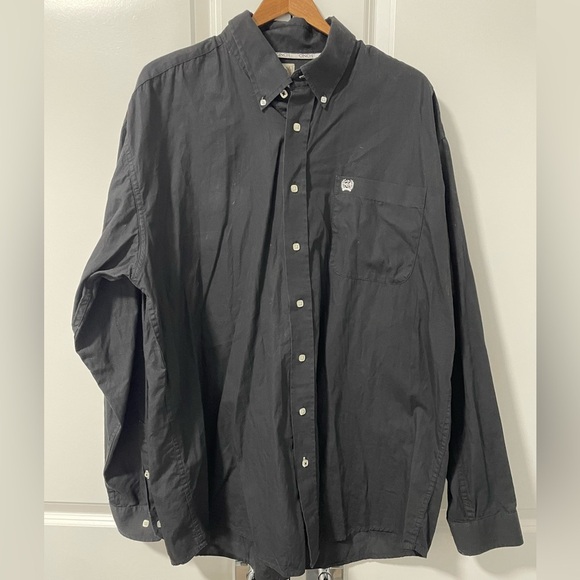 CINCH - MEN'S SOLID BLACK LONG SLEEVE BUTTON-DOWN WESTERN SHIRT - Picture 2 of 5